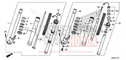 GABEL, VORNE (CRF110A4/AL4/D4/DL4) CRF1100D4L de 2020